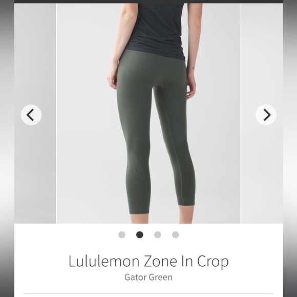 Lululemon zone in crop gator green XS $118 NWOT - Picture 3 of 13